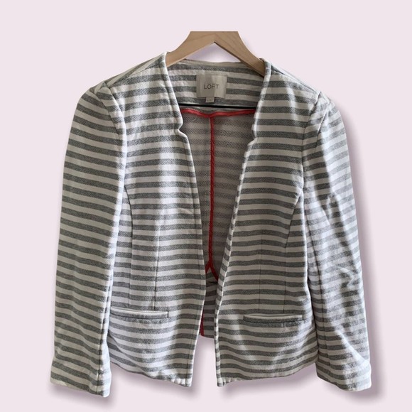 LOFT Jackets & Blazers - Ann Taylor LOFT Gray and White Striped Cotton Blazer - Medium